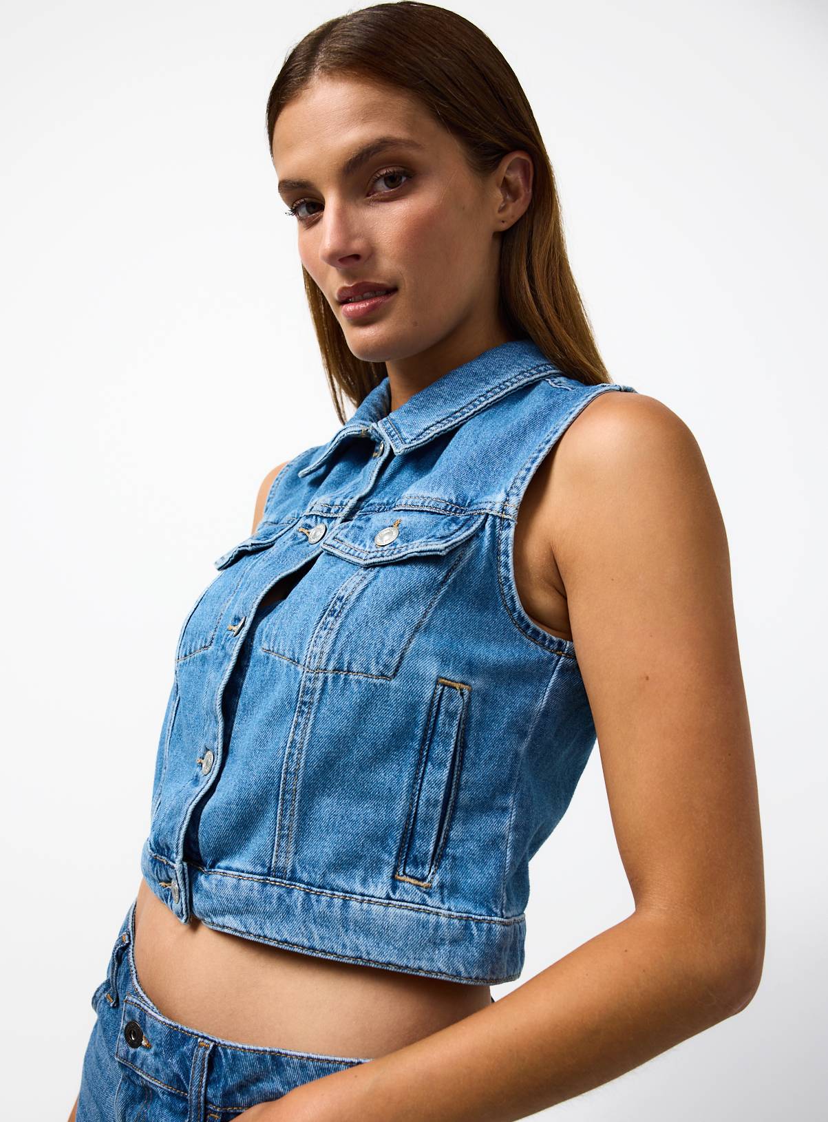 Mid Denim Classic Collar Waistcoat 18 - Image 2